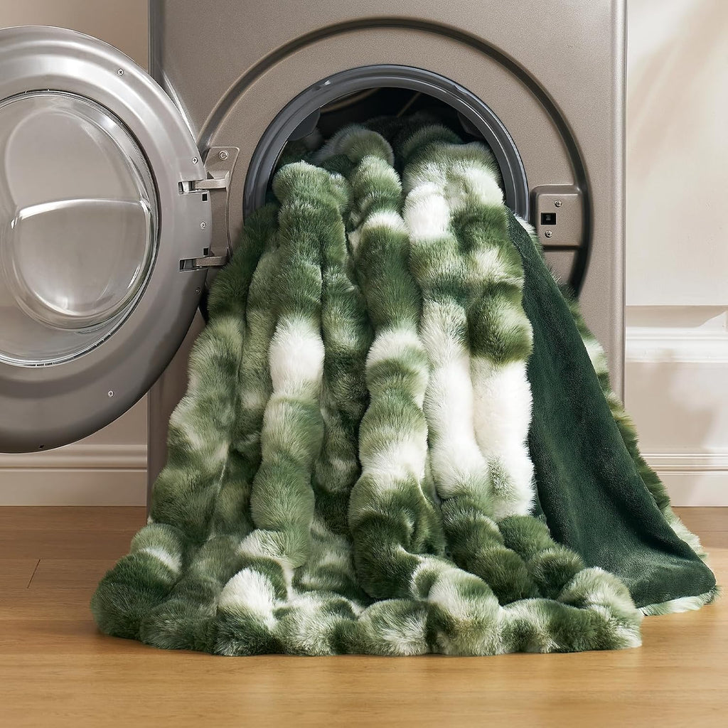 Faux Fur Throw for Couch, Fuzzy Soft Plush Thick Bubble Blanket for Sofa Bedroom Living Room, 60x80 Inches Tie-dye