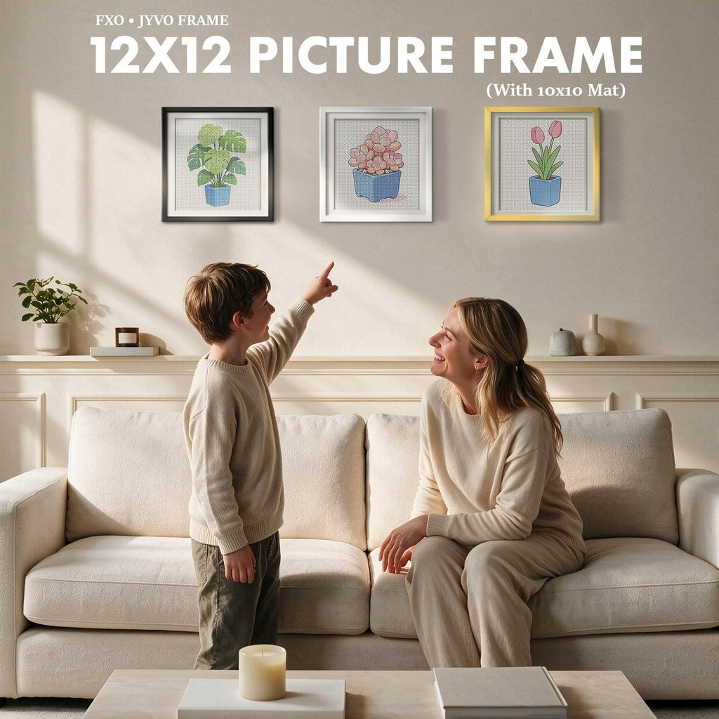 12 x 12 Frame Set of 3 Display Diamond Art Painting 30x30cm with 10x10 Mat