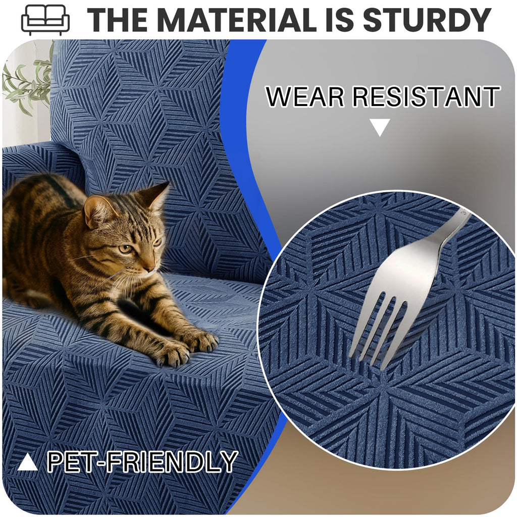 1 Piece Stretch Couch Covers for 2 Cushion Couch, Jacquard Loveseat Cover with Non-Slip Elastic Bottom, Thickened