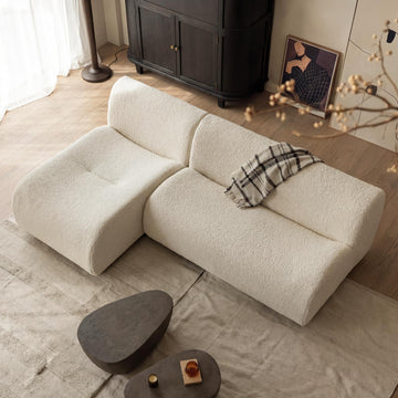 Boneless 3 Seater Sofa with Chaise, 92" Modular Sectional Couch, Reversible L-Shaped Couches with Deep Seat, White