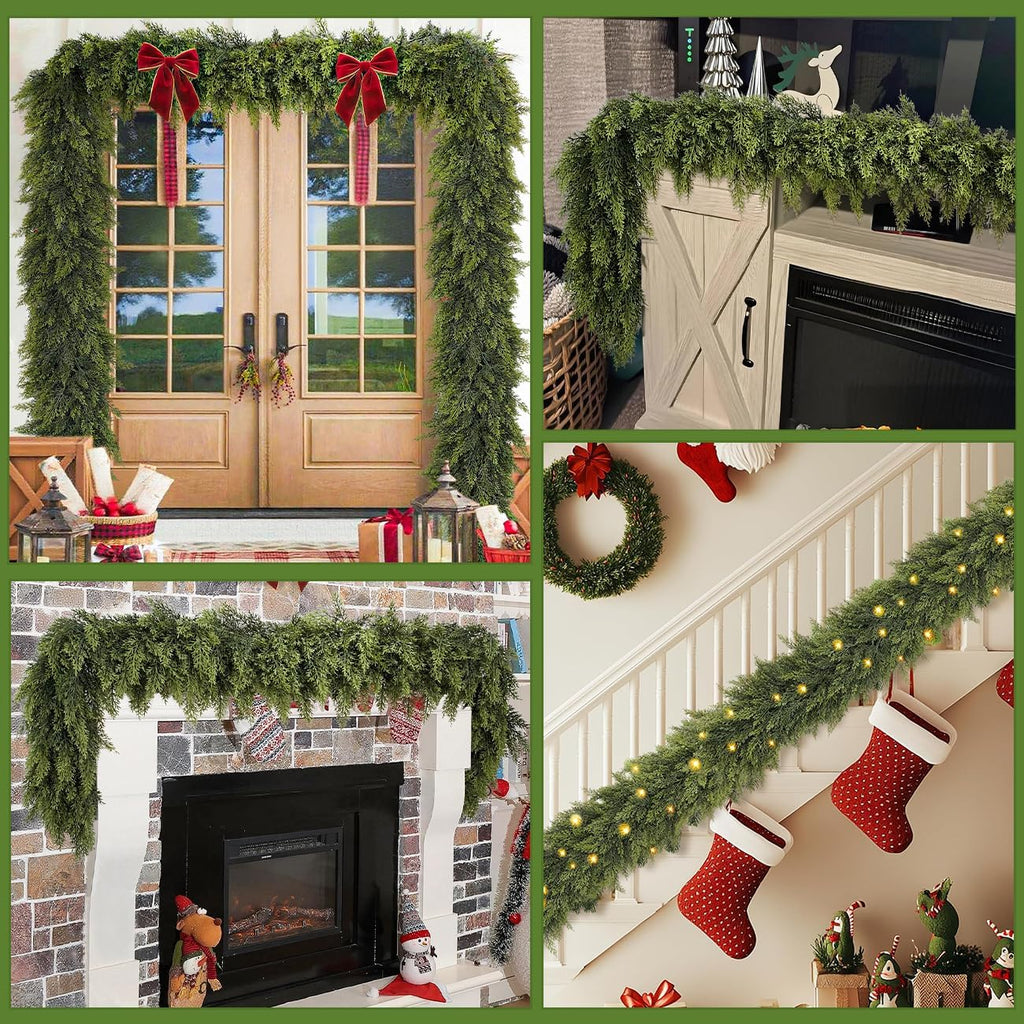 6 Ft 2 Pcs Christmas Garland, Realistic Cedar Garland