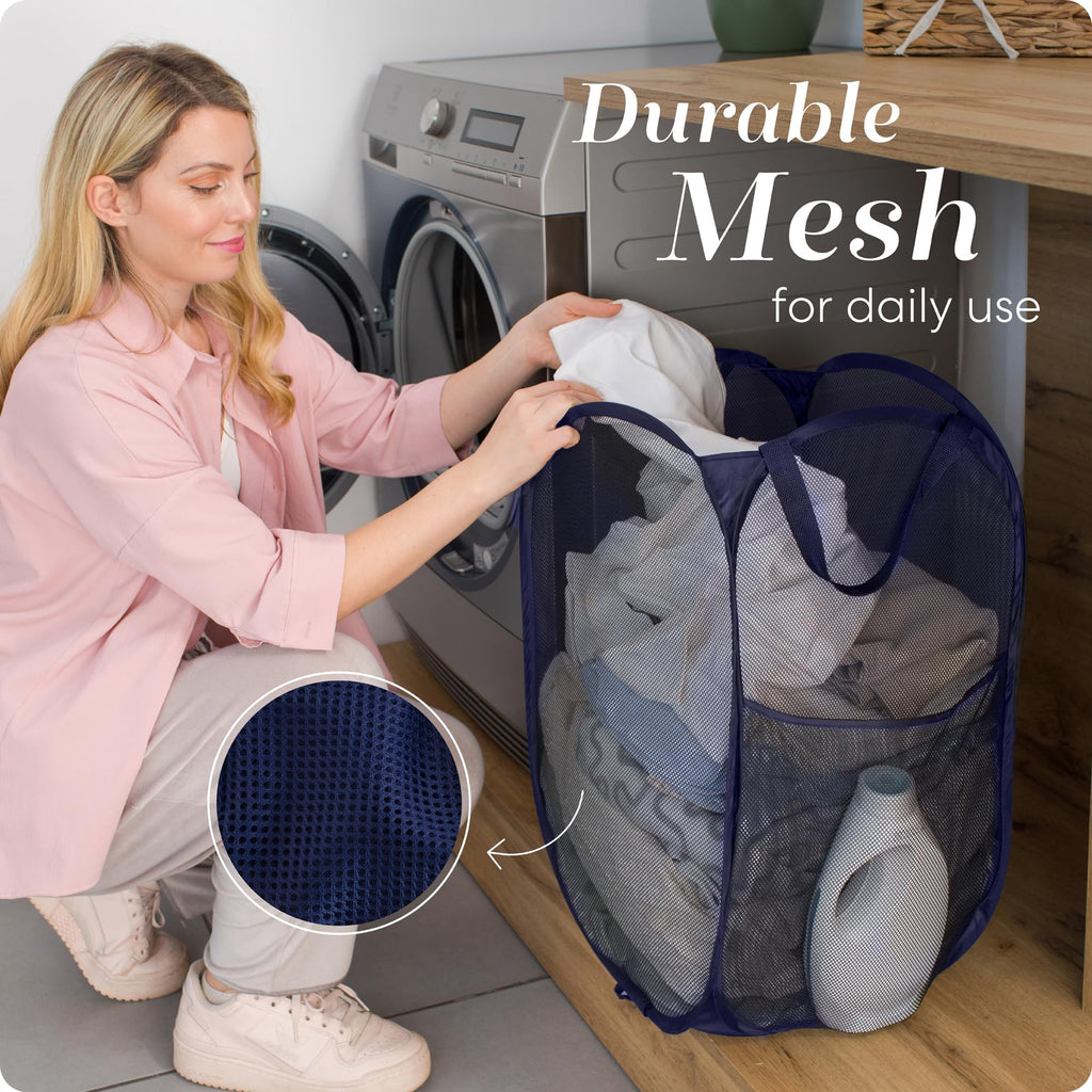 Collapsible Mesh Laundry Hamper 2-Pack, Blue