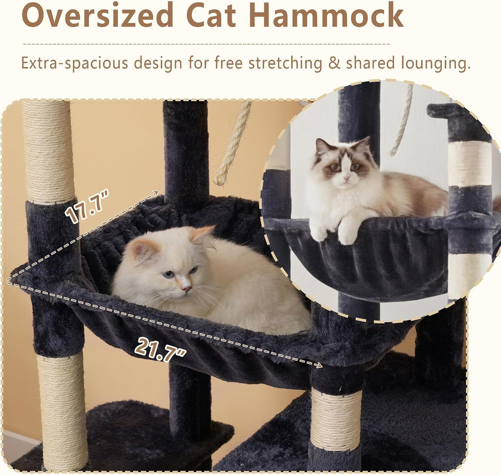 64.2" Heavy-Duty Cat Tree for Large Cats with Wide Base