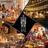 4Pcs Acrylic Candelabra Centerpieces 25.5" Tall Crystal Taper Candlestick with Shade Fit 0.87'' Led Candle