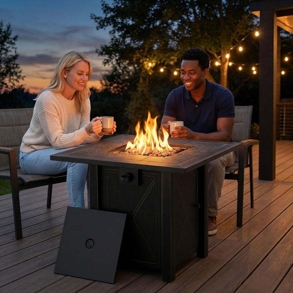 30" Propane Fire Pit with Premium Ceramic Tabletop, 50000 BTU Powerful Gas Firepit Table