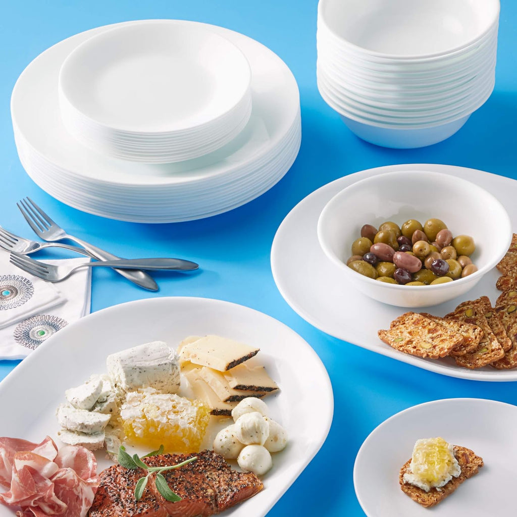Vitrelle 38-Piece Service for 12 Dinnerware Set, Triple Layer Glass and Chip Resistant