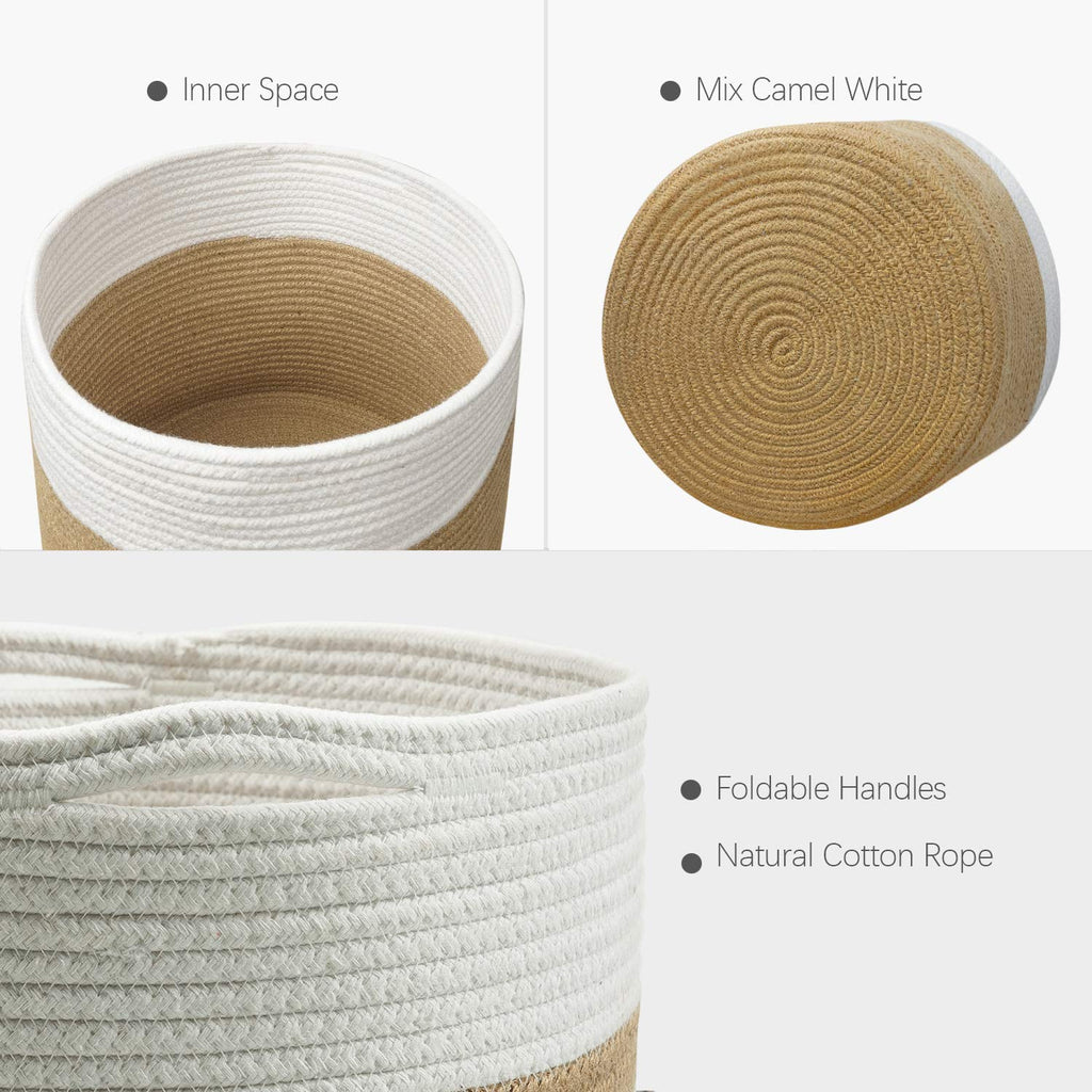 Large Plant Basket, Planter for Indoor Plants, Jute Mixed White