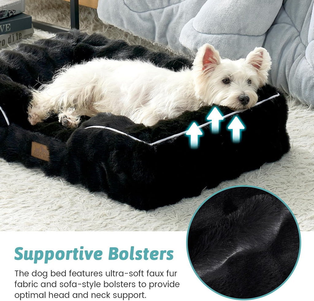 Warm Orthopedic Dog Bed for Large Dogs, 36x27 Inch, Black