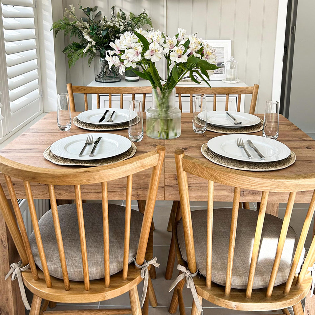 First Extendable Dining Table 47.2 to 78.7 Inches Seats 6 to 8 Rustic Oak