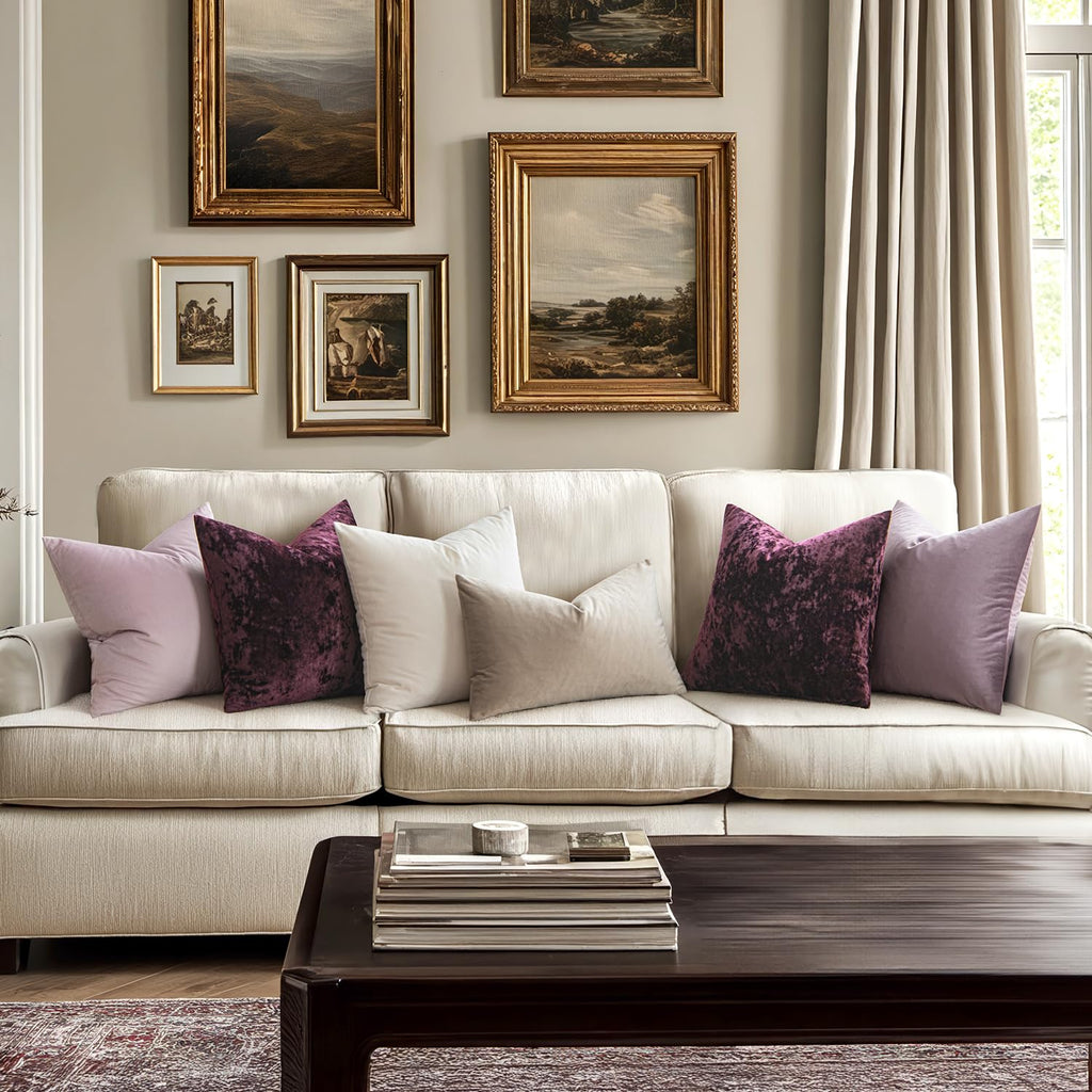 Velvet Throw Pillow Covers Purple 18x18 inch Set of 2
