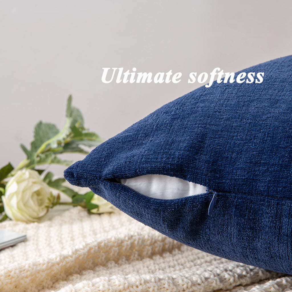 Decorative Square Throw Pillow Covers 20"x20" Inch Set of 2, Super Soft Chenille Pillows Farmhouse Fall Pillowcase
