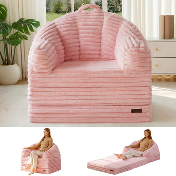 Folding Sofa Bed Chair, Sleeper Chair for Adults, Faux Fur, Single