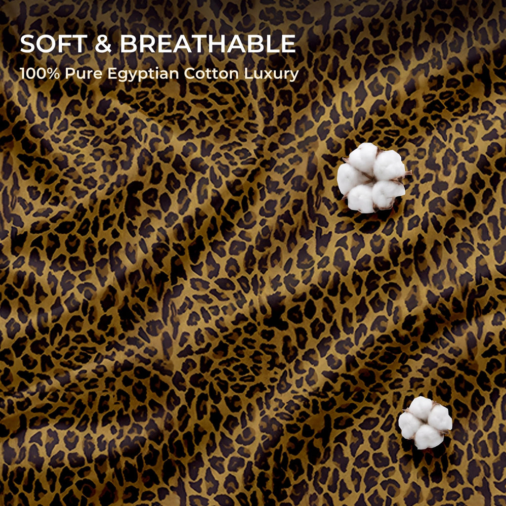 Bed Sheets 4 Piece 600 Thread Count 100% Egyptian Cotton Cheetah Animal Print-Soft Cooling Cotton Luxury Hotel Sheets