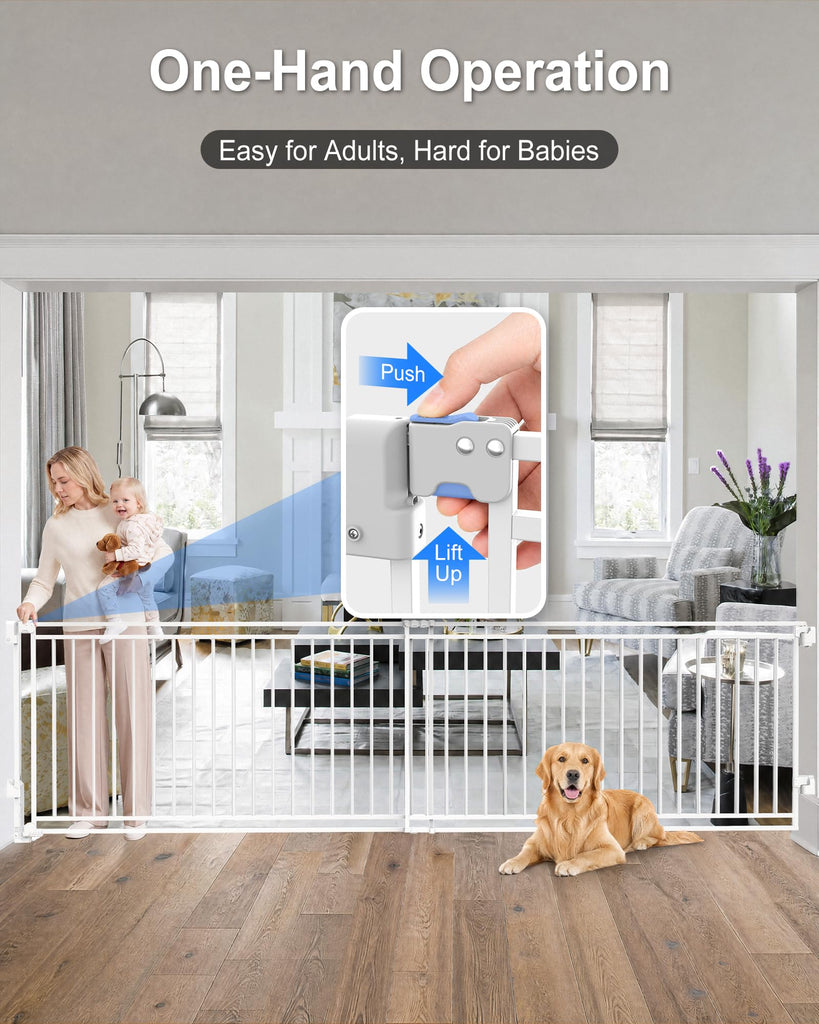 58-108" Extra Wide Baby Gate for Large Opening, Safety Extra Long Dog Gate
