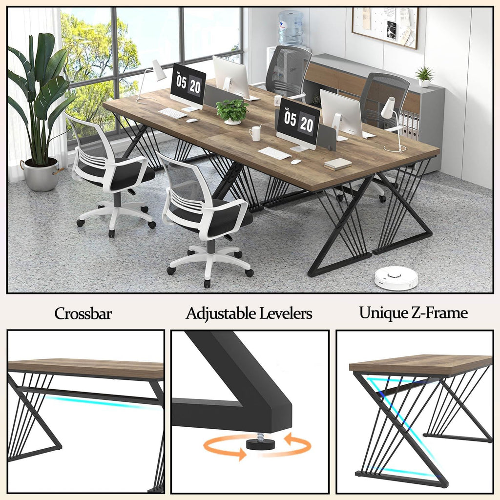 Computer Desk, Modern Home Office Desk, Industrial Wood and Metal Study Writing Work PC Table Living Room, Rustic Oak