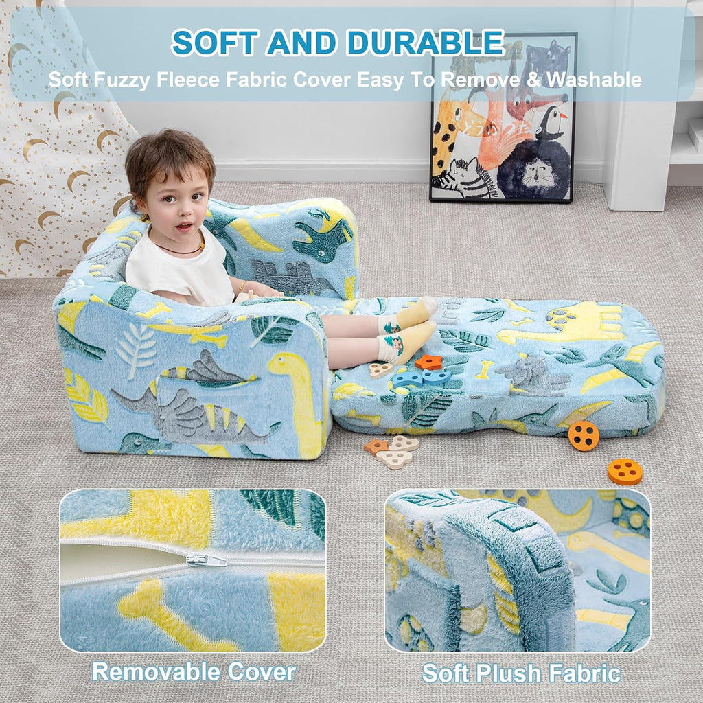 Comfy Kids Sofa Chair, in-1 Fold Out Couch with Blanket