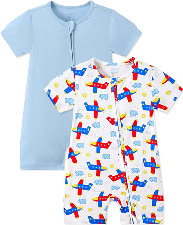 Baby Boy Sleeper, Rayon from Bamboo Short Sleeve Romper Pjs