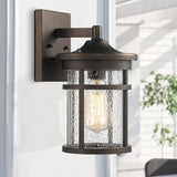 Outdoor Wall Light, Exterior Porch Mount Light Fixture, Outdoor Wall Sconce, Front Door Lantern Lamp with Seeded Glass Shade(Oil Rubbed Bronze, 11.3" Height) A123-B07ZCG4S3K