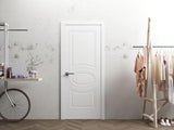 Solid French Door 24 x 96 inches/Mela 7001 Matte White/Single Regular Panel Frame Handle/Bathroom Be