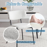 KCC Boucle Dining Chairs Set of 2, Modern Mid-Century Upholstered Stylish Kitchen Chairs Sherpa Accent Diner Chairs