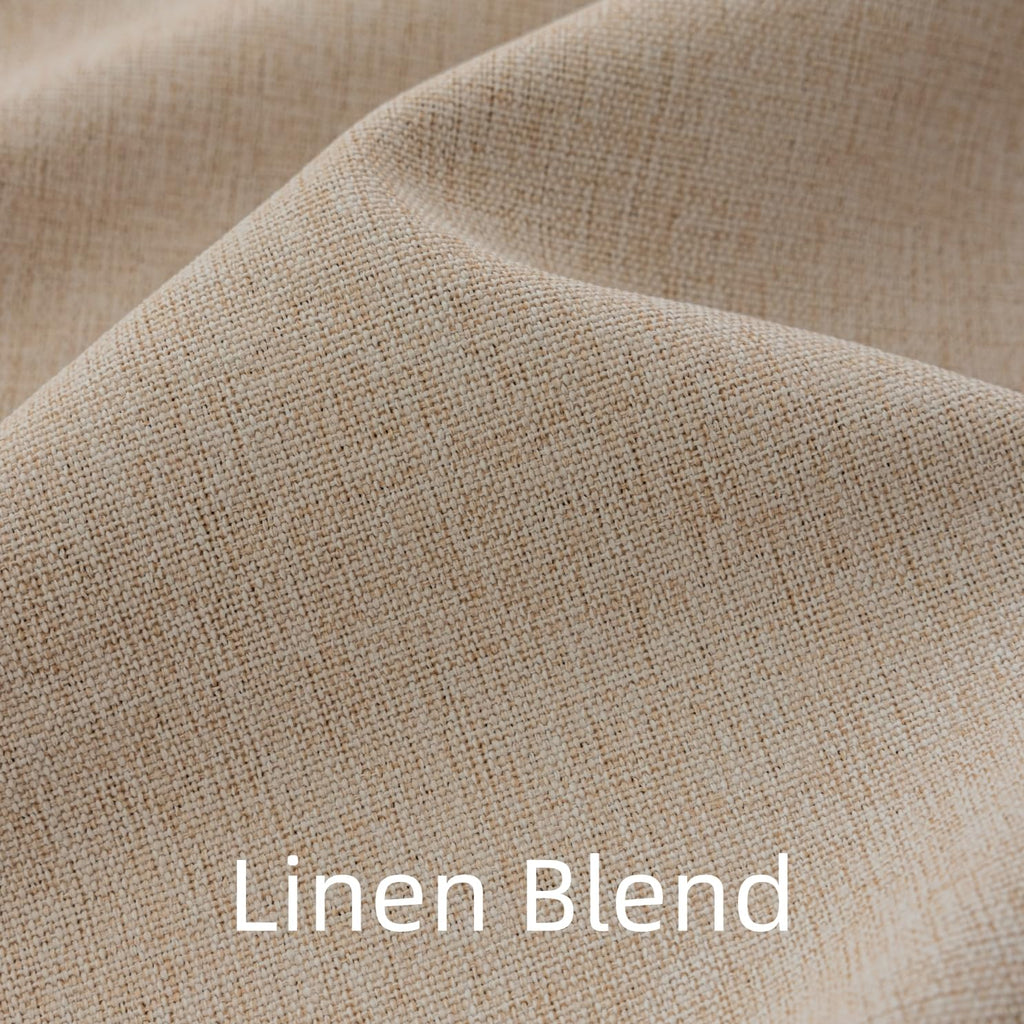 Luxury Pinch Pleat Blackout Curtains - Textured Embroidery Trim, Soft Beige, Linen Blend, Memory Trained (50" W x 90"