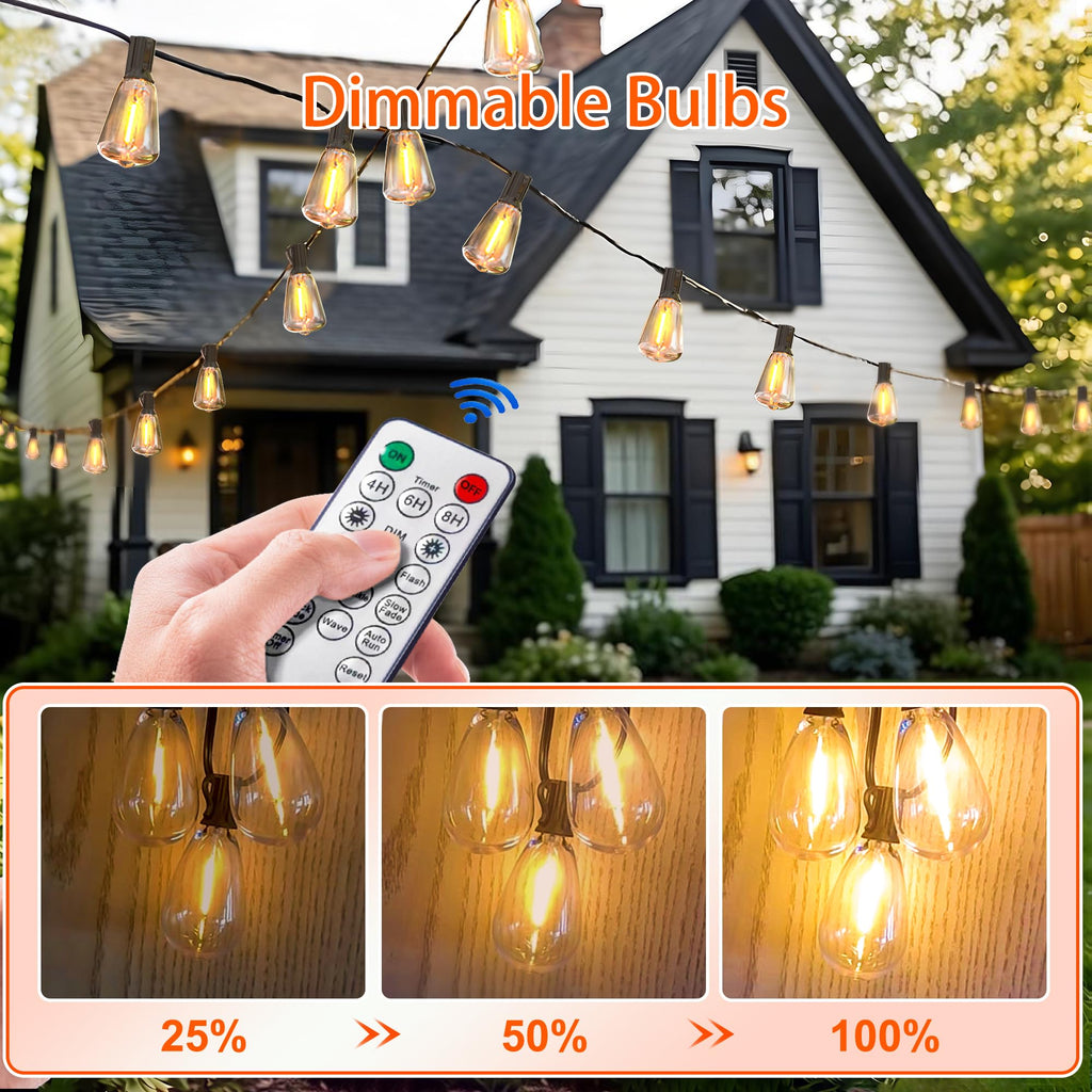 55FT Solar String Lights, Outdoor with Remote 24+2 ST38 LED