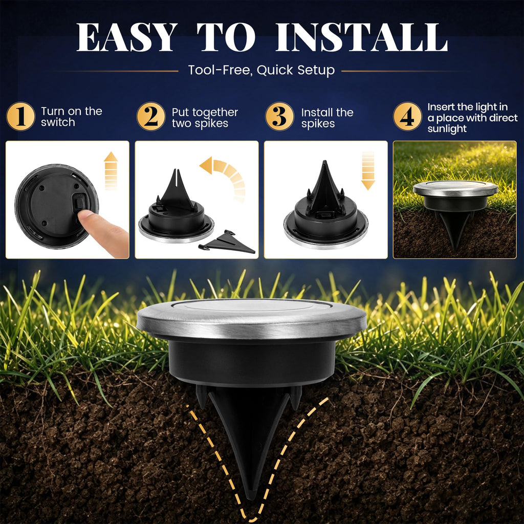 20 Pack Small Solar Ground Lights, Pathway Lights Warm White