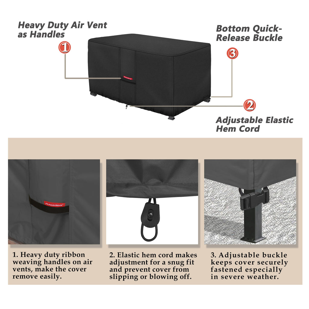 Rectangular Fire Pit Table Cover 44 x 26 inch, Black