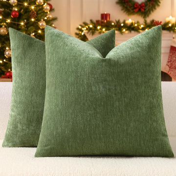 Christmas Olive Green Throw Pillow Covers 22X22 Set of 2