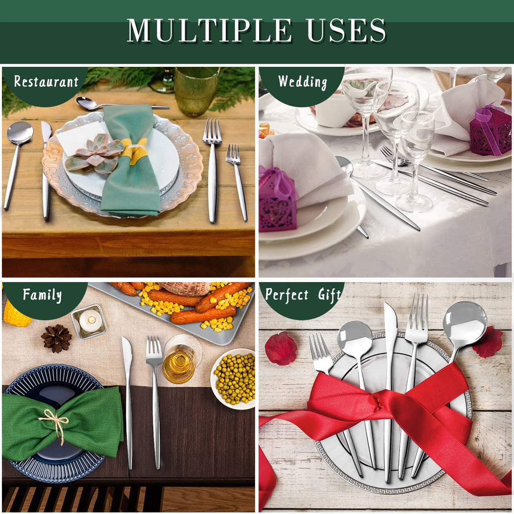 40-Piece Silverware Set for 8, Stainless Steel Flatware Cutlery Set Included Knife Spoon and Fork, Kitchen Utensils
