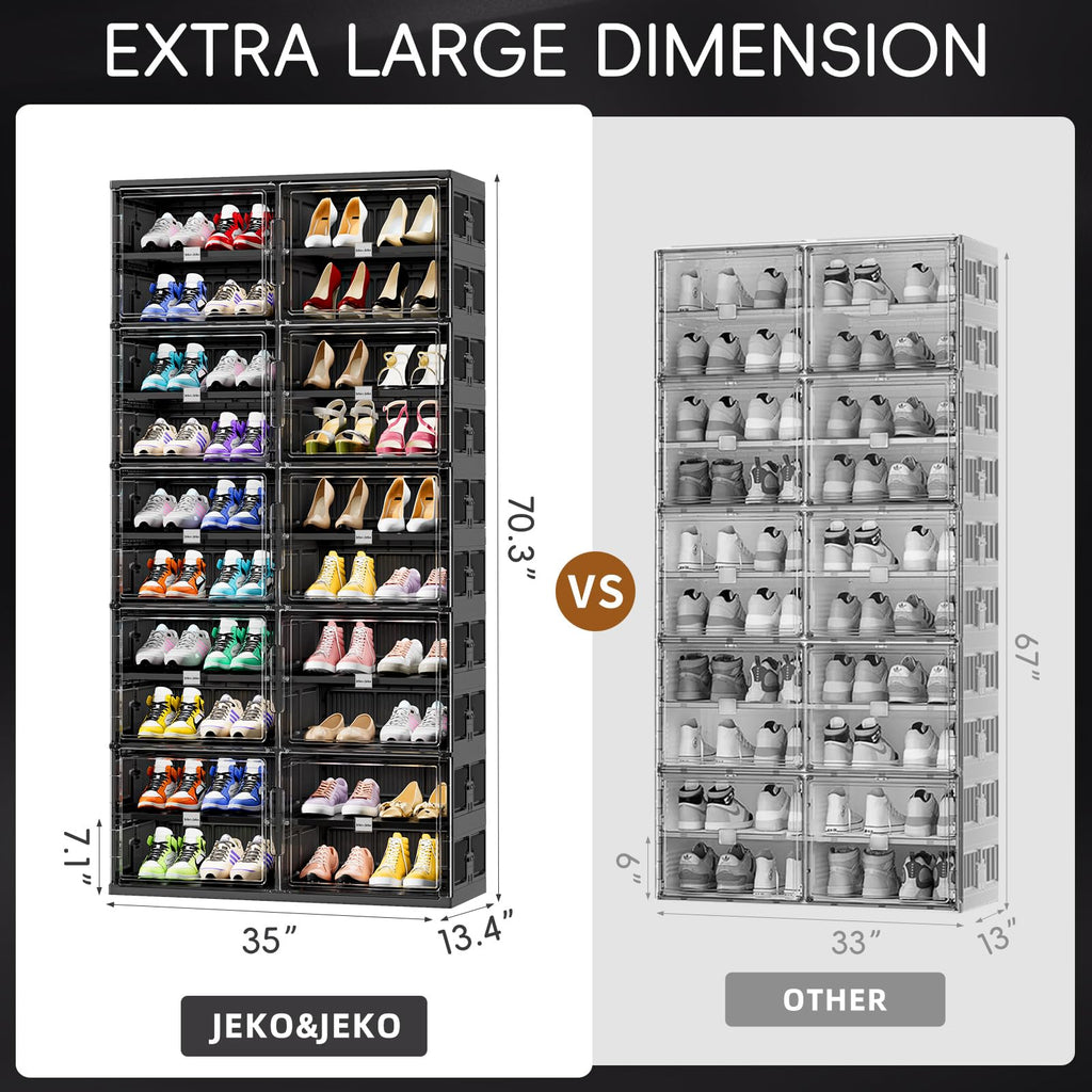 10 Tiers Foldable Shoe Rack Organizer Cabinet for Closet Entryway, Large Collapsible Shoe Storage Box with Magnetic