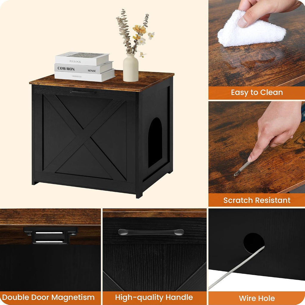 Cat Litter Box Enclosure, Hidden Litter Box Furniture, 23.6 Inches