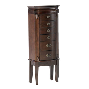 Italian Influenced Transitional Espresso Jewelry Armoire, Brown