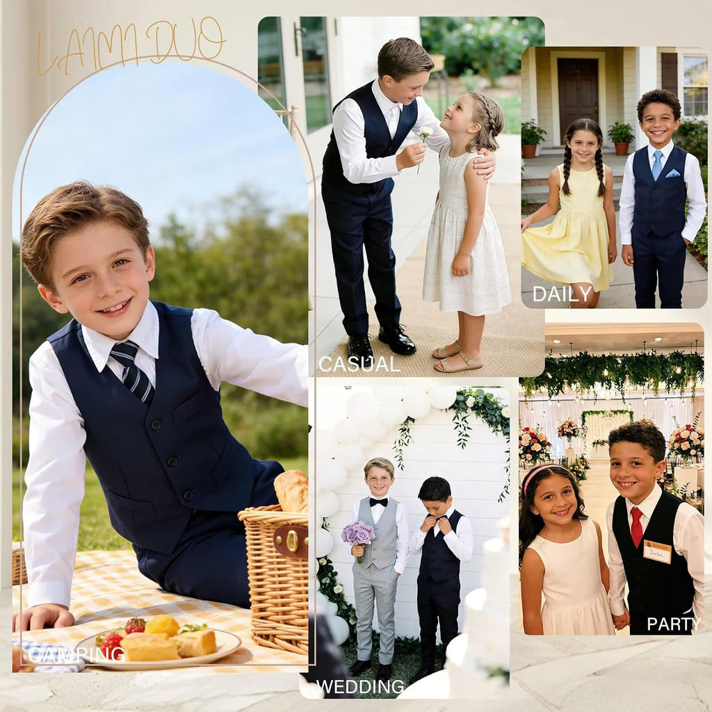 Boys Suits Kids Dress Vest Pants Set Ring Bearer Outfit 5