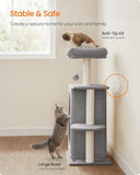 Cat Tree, Small Cat Tower for Indoor Cats, Plush Cat Caves with Perch, Scratching Posts, for Small Spaces, Kittens