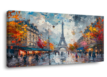 Eiffel Tower in Paris French Landscape Street View Wall Decor Artwork (20x40 Inches)