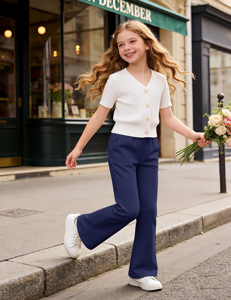 Girls Uniform Pants Flare Sweatpants Joggers Pants Preppy Clothes