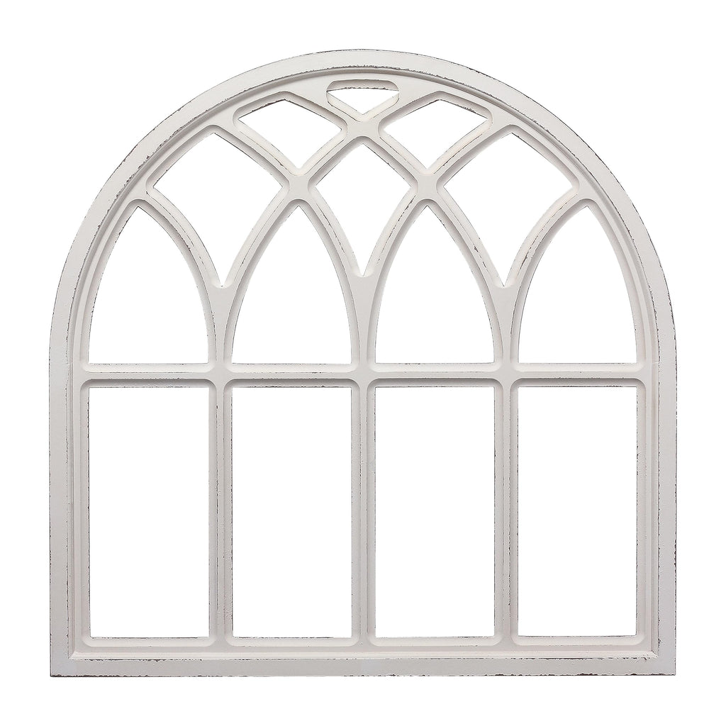 Farmhouse Large White Arched Window Frame Wall Decor 32 Inch Tall