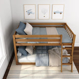Fundamental Twin Low Bunk Bed, Kids Solid Wood Modern Bed Frame with Strong Wooden Slats, Non-Toxic Finishes