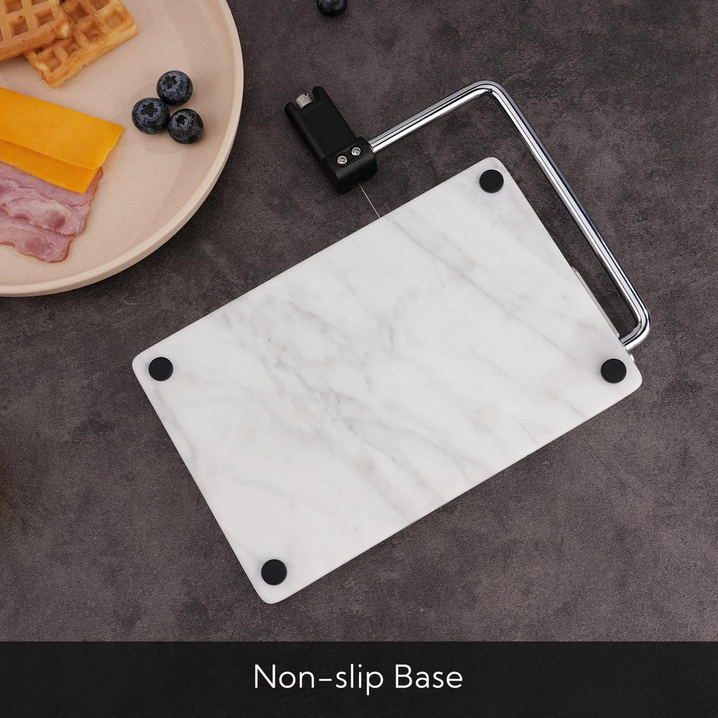 Replaceable Wire Cheese Slicer with Board, Tightness Adjustable Cheese Slicer, Marble Cheese Cutter for Block Cheese