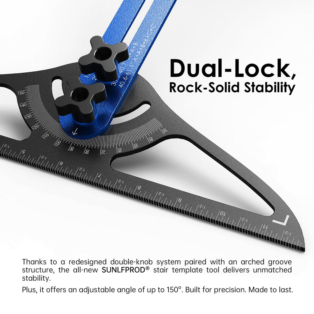 Stair Tread Template Tool - Dual Solid Nut Locking Stair Tread Tool Jig