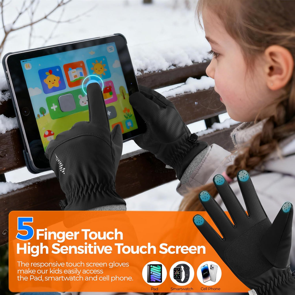 Kids Winter Gloves Ski Touchscreen Waterproof Warm for Boy Girl