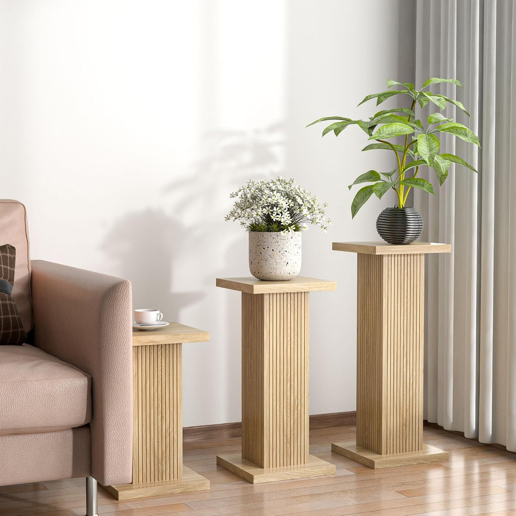 Tall Plant Stand for Indoor,set of 3 Corner Plant Stand for Multiple Plants | Wood Pedestal Stands Flower Party Cake