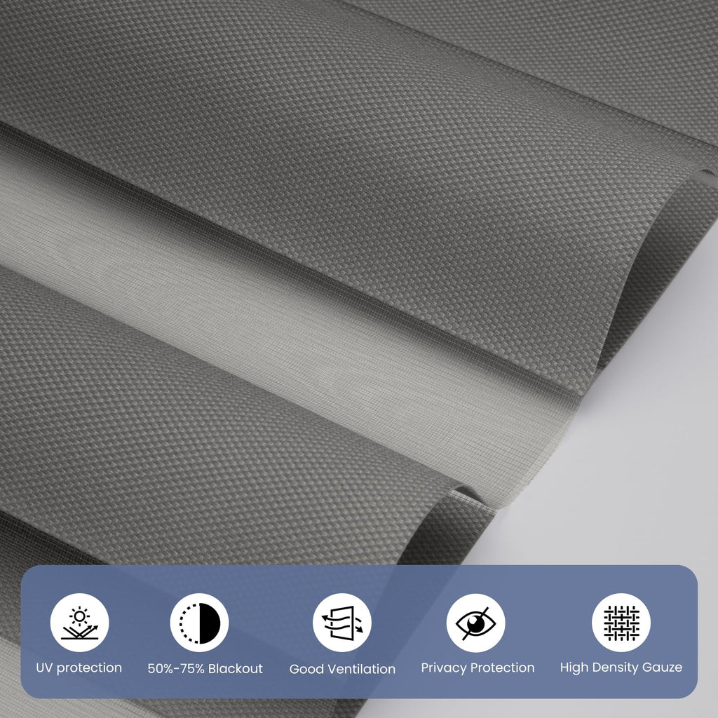 No Drill Electric Motorized Zebra Blinds, Grey