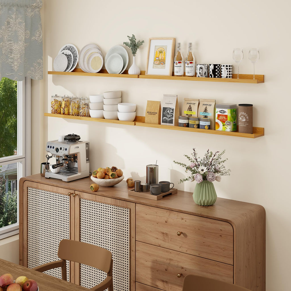 Picture Ledge Shelf, 36 Inch Oak Floating Shelves Set of 4