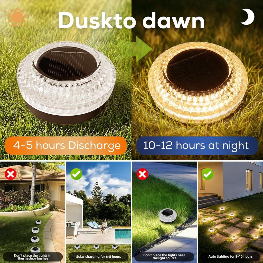 Solar Deck Lights Outdoor, IP67 Waterproof Solar Driveway Dock Lights