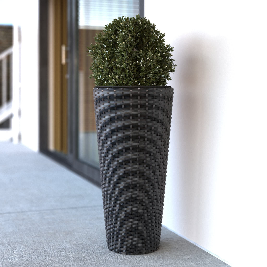 Noah Round Wicker Planter Tall Planter Decor Box for Adaptable Outdoor Furnishings All Weather Versatile Perfect