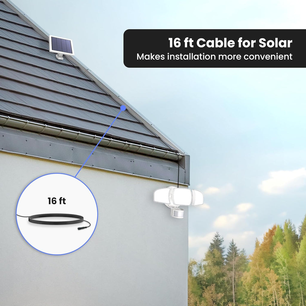 Outdoor LED Triple Head Solar Security Flood Lights with Motion Sensor, Dusk-to-Dawn Sensor, 3000 Lumens Floodlight