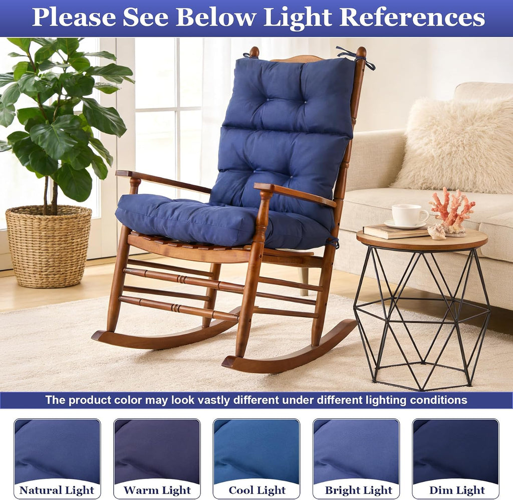 Rocking Chair Cushion, Waterproof and Fade-Resistant Adirondack Rocker Cushions, Indoor/Outdoor Rocking Chair Pads