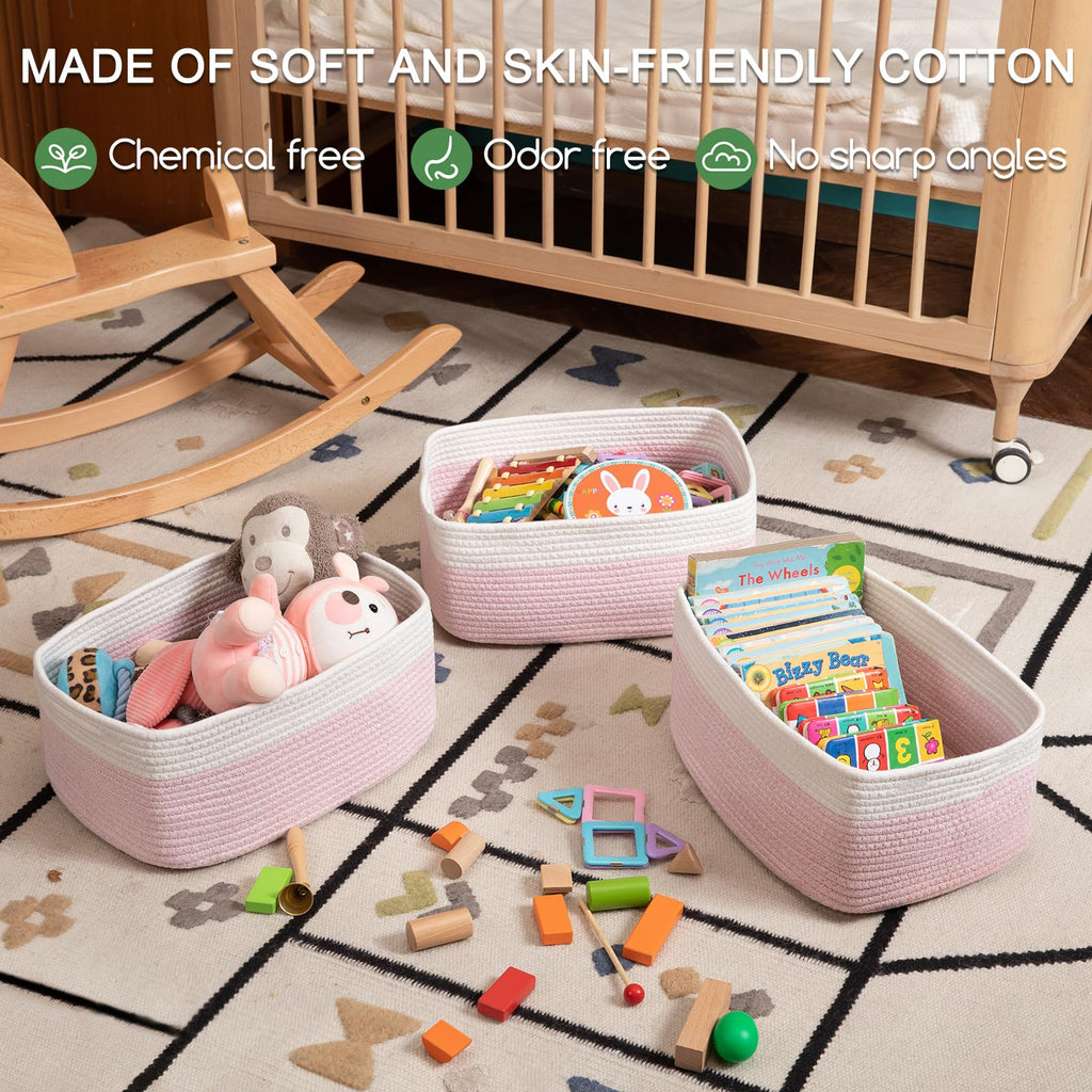 Storage Baskets for Organizing 3 Pack, Woven Baskets for Shelves